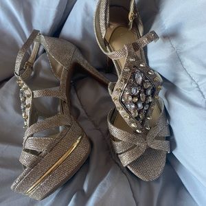 Giani Bernini platform heels, jeweled front with no pieces missing!